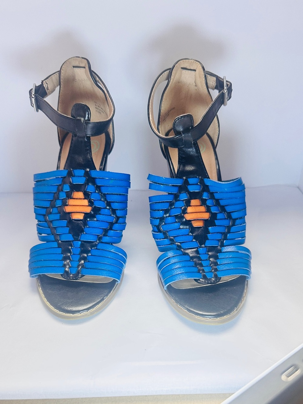 Blue and Orange Strappy Women's Sandals